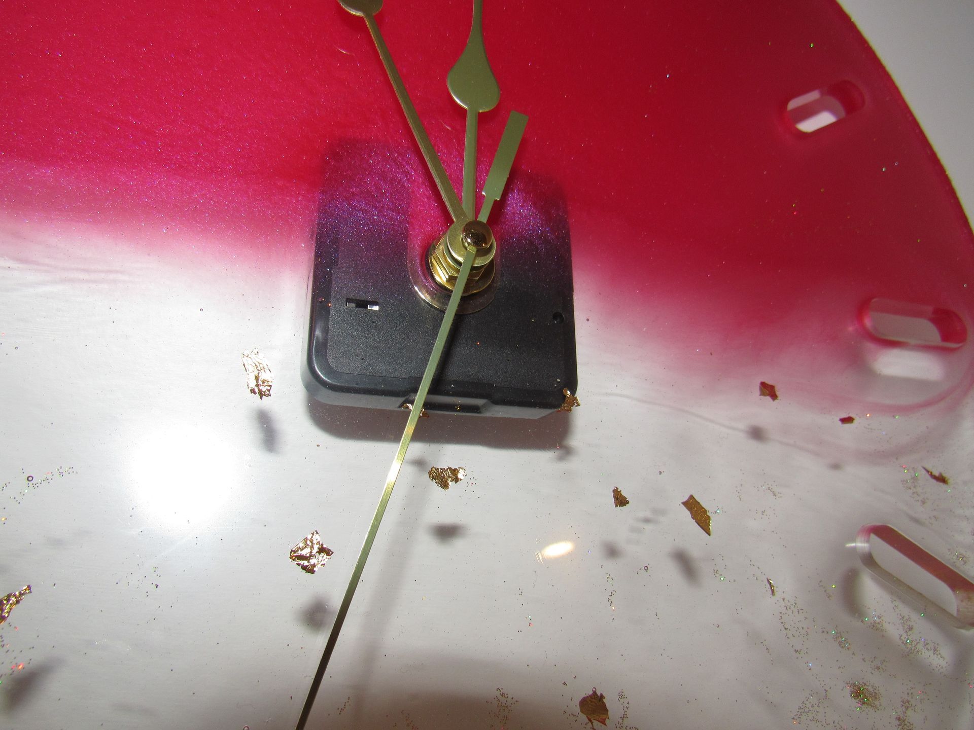 Red with  Gold Flakes Resin Wall Clock - 13 inches