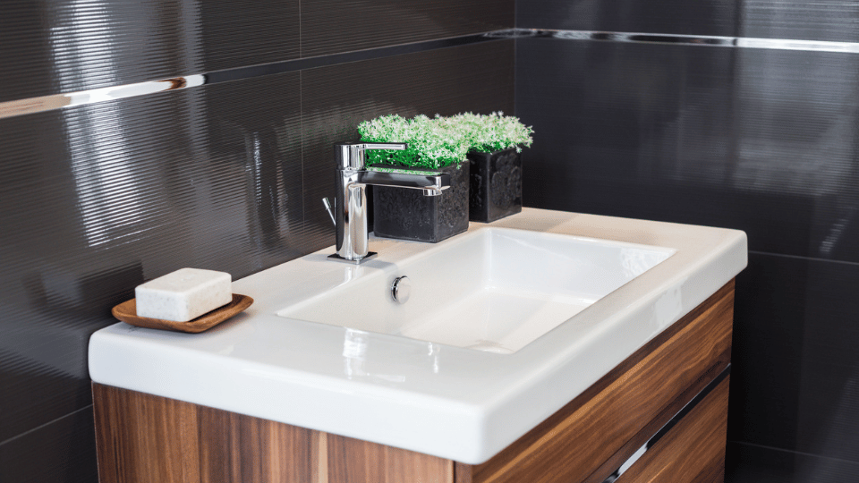 Bathroom Sink with Chrome Finish