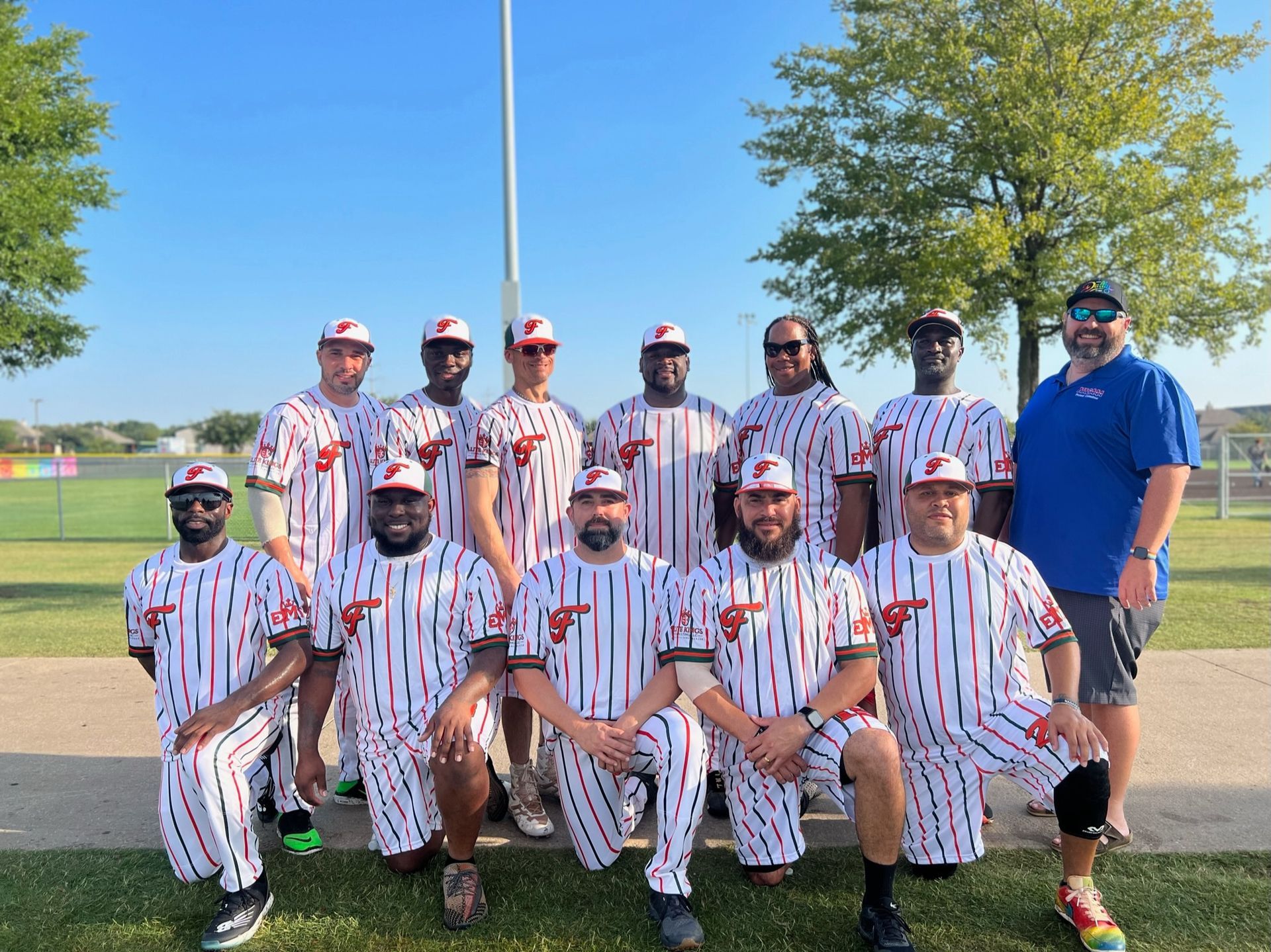 Team Florida squad in navy pinstripe uniforms