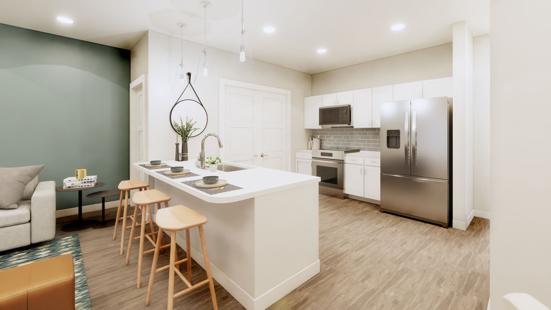 apartment kitchen at Woods of West Carmel in Zionsville, IN.