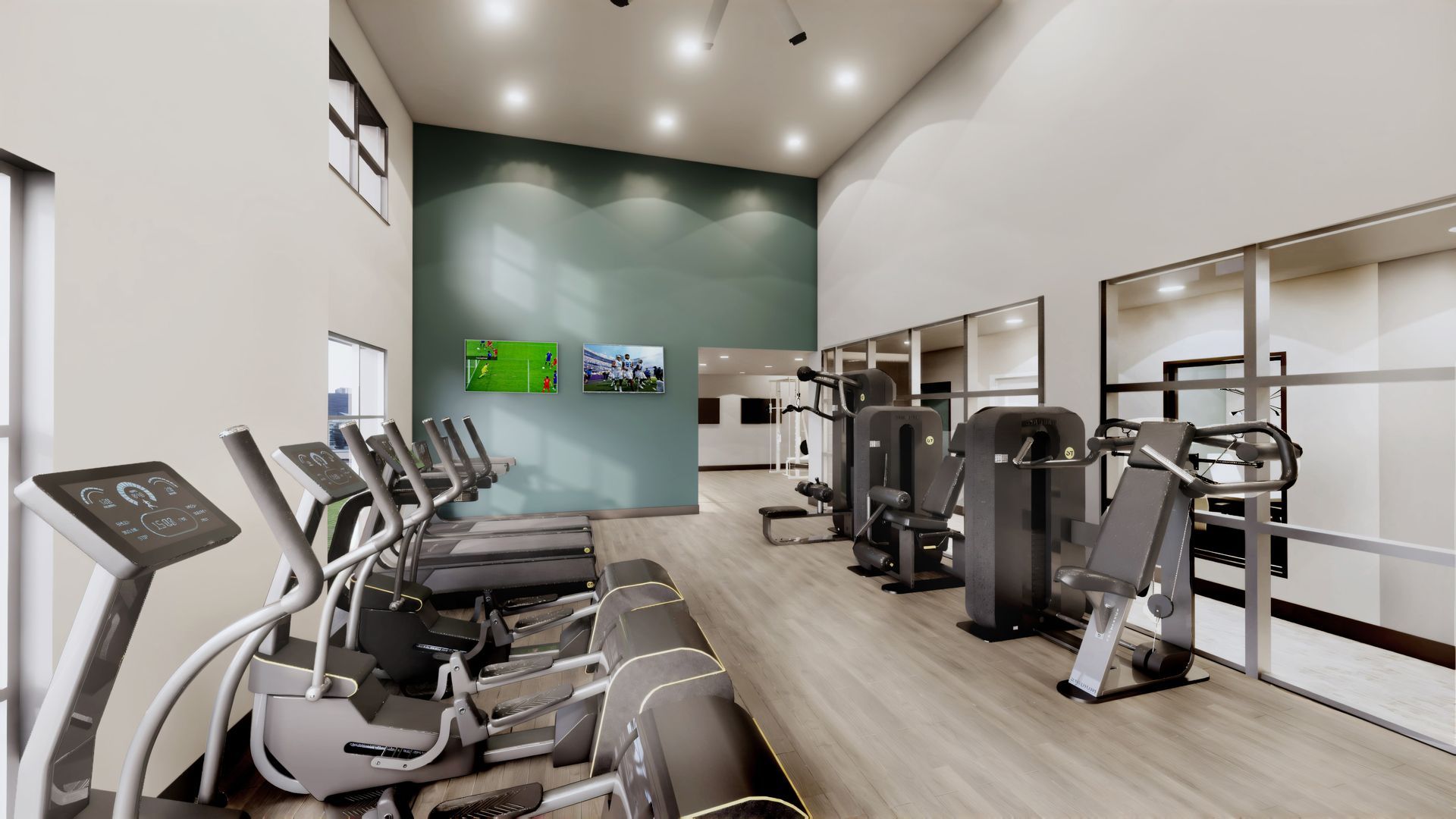 fitness center at Woods of West Carmel in Zionsville, IN.