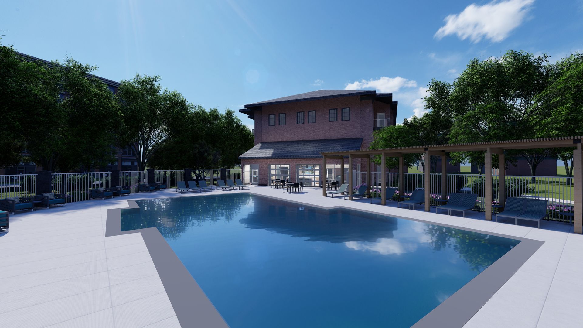 pool area at Woods of West Carmel in Zionsville, IN.