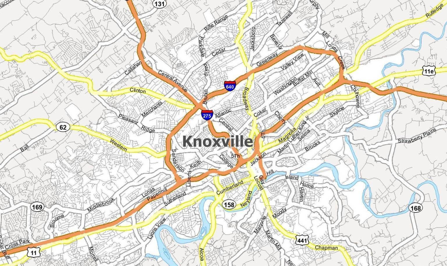 Knoxville TN map
