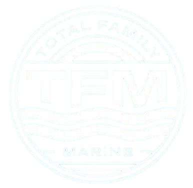 Faded circular maritime logo with “E.M.” and “MARINE” text in pale blue on white background