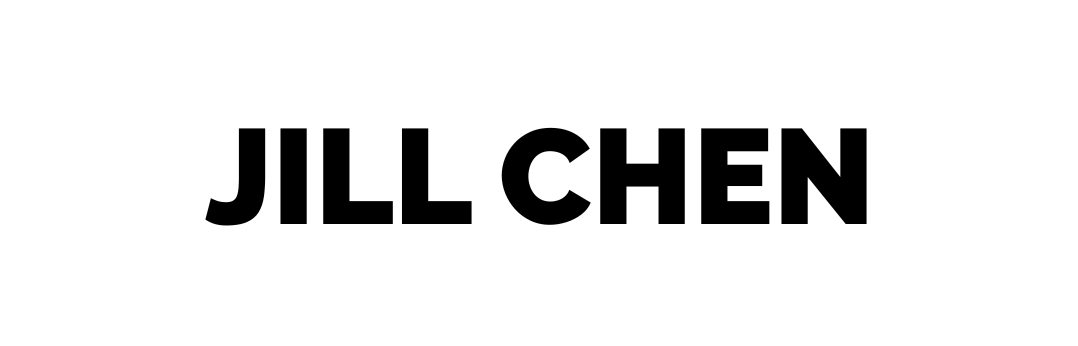 A black and white logo for jill chen on a white background