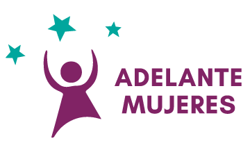 A logo for a female organization called adelante mujeres