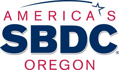 The logo for america 's sbdc oregon is blue and red.