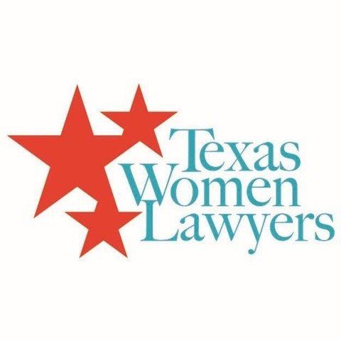 Logo for Texas Women Lawyers: three red stars and text 