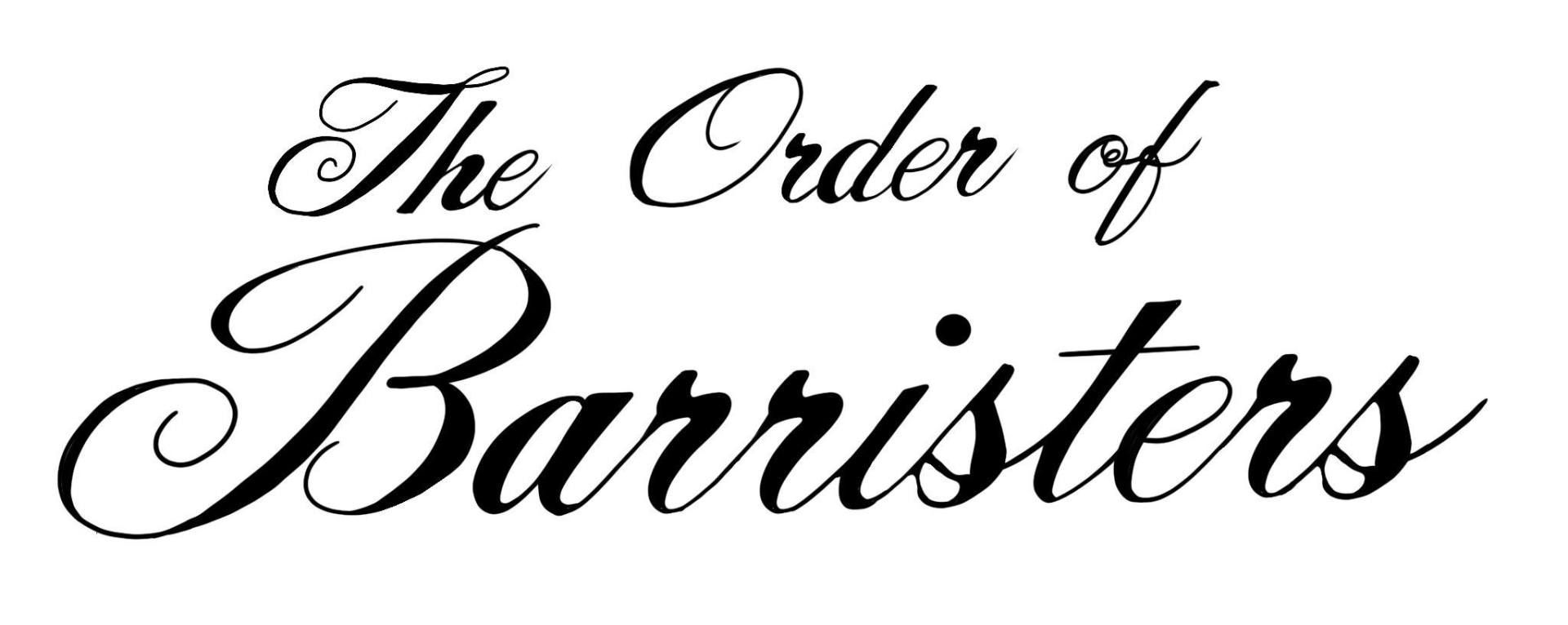The Order of Barristers text in a cursive font.