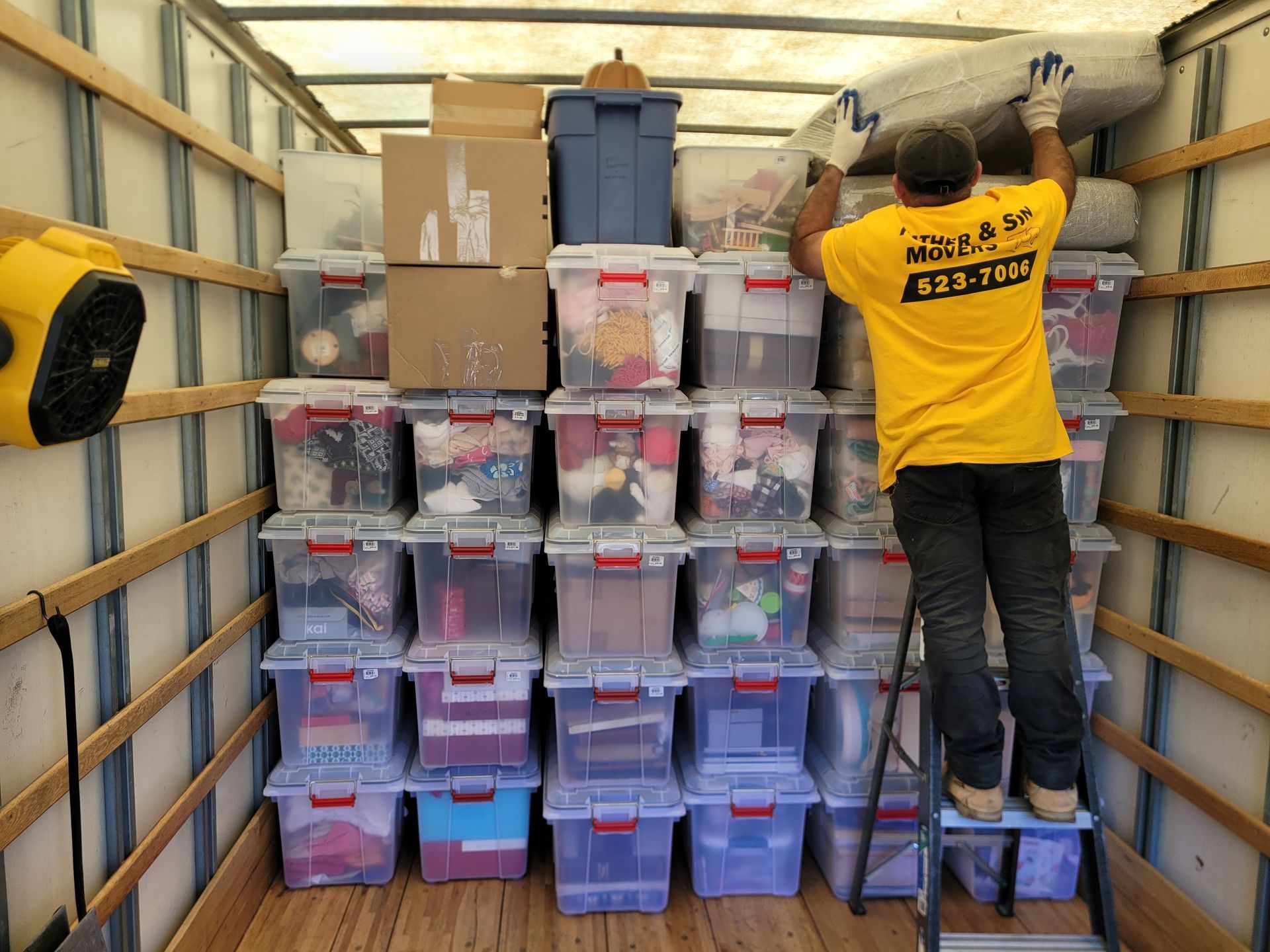 Loading boxes inside the truck