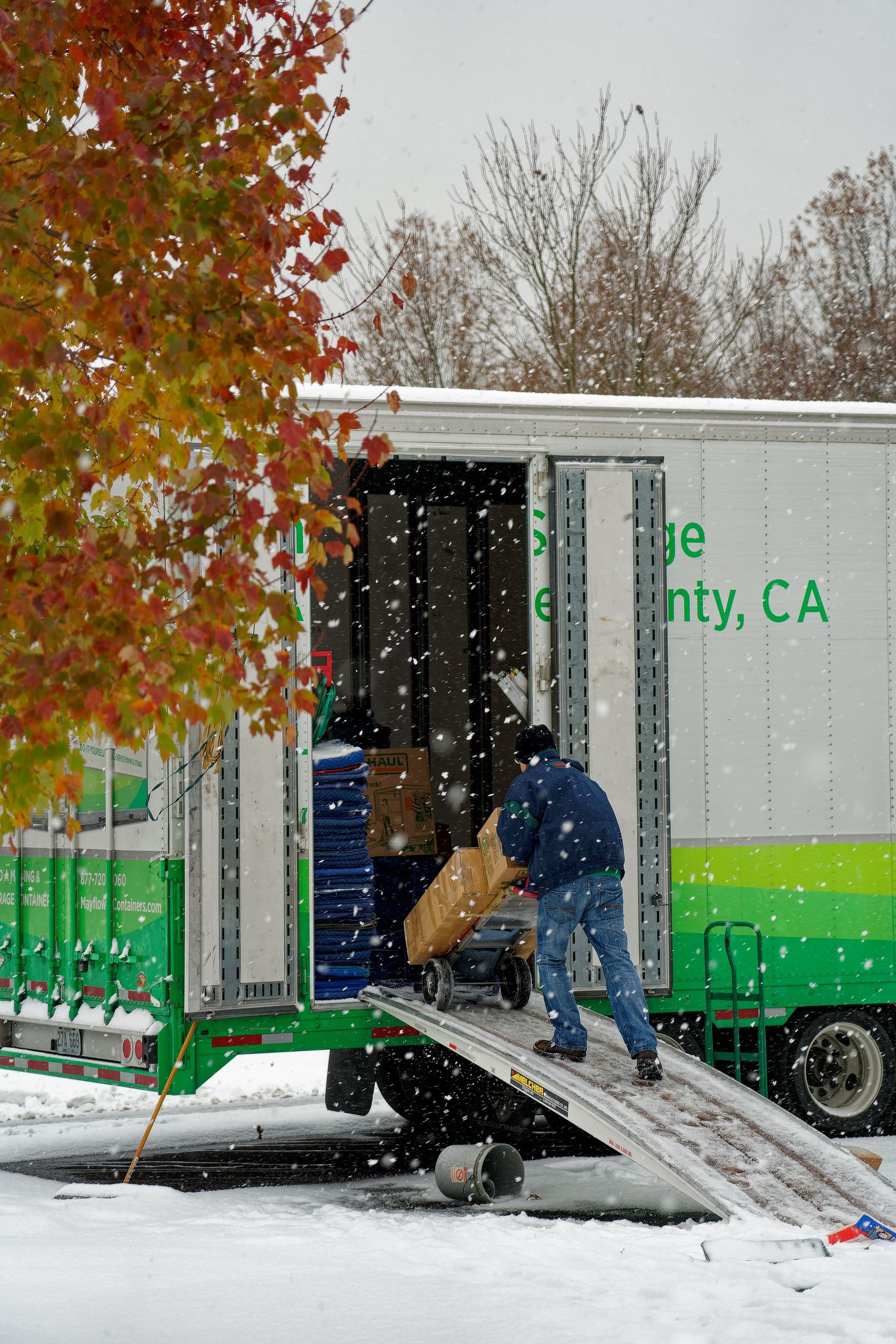 Loading a big truck for items to be moved to different country