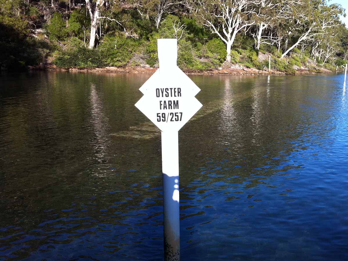 Oyster Farm Sign at Stirling Oysters, Merimbula