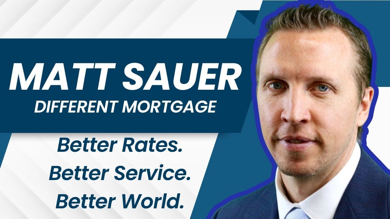 a man in a suit and tie is talking about different mortgages . matt sauer different mortgage.