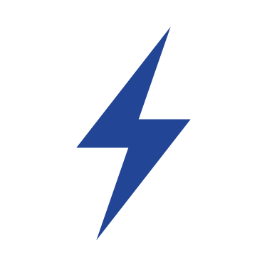 A blue lightning bolt icon on a white background.