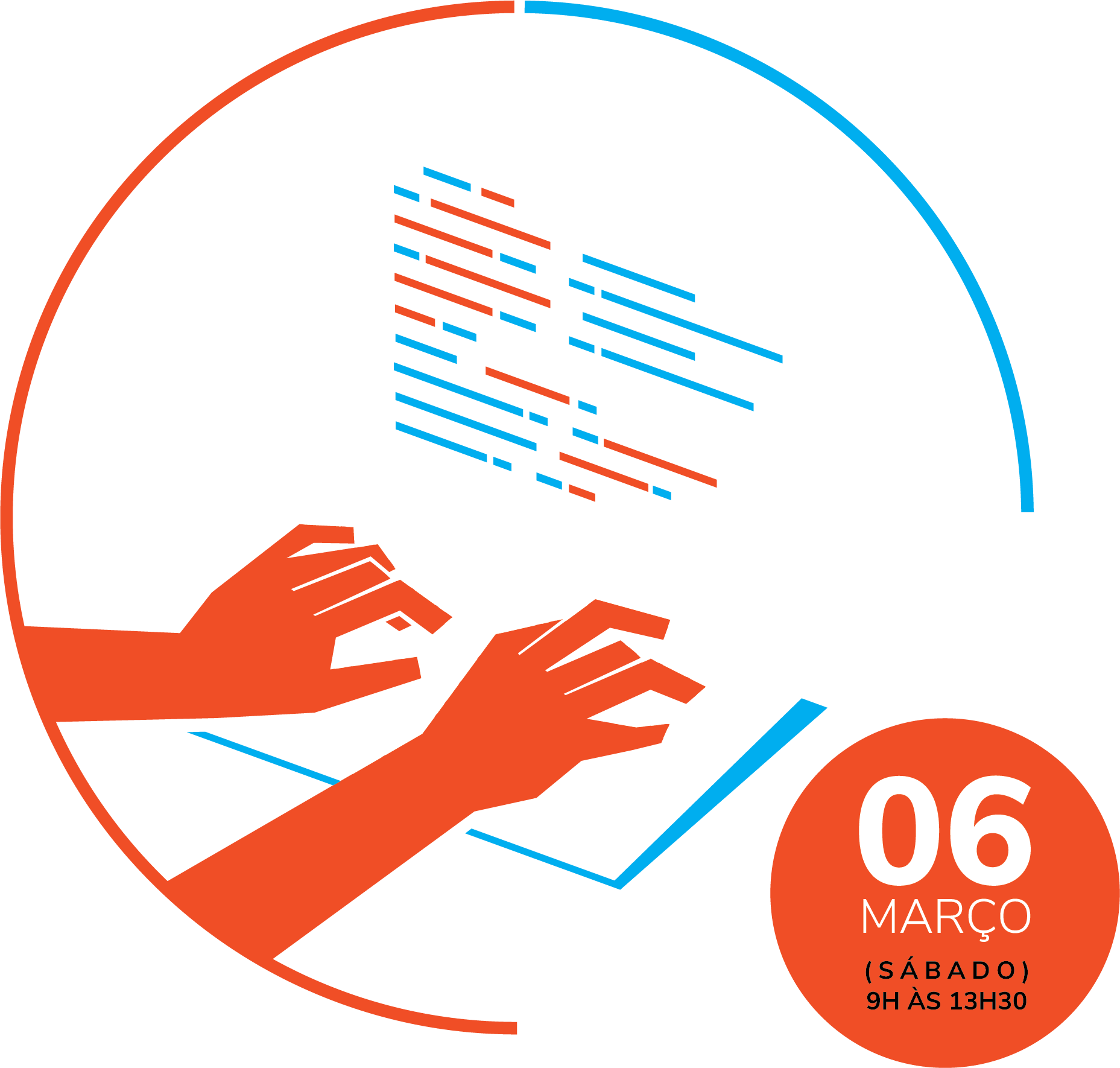 Um gráfico de duas mãos digitando em um teclado de computador