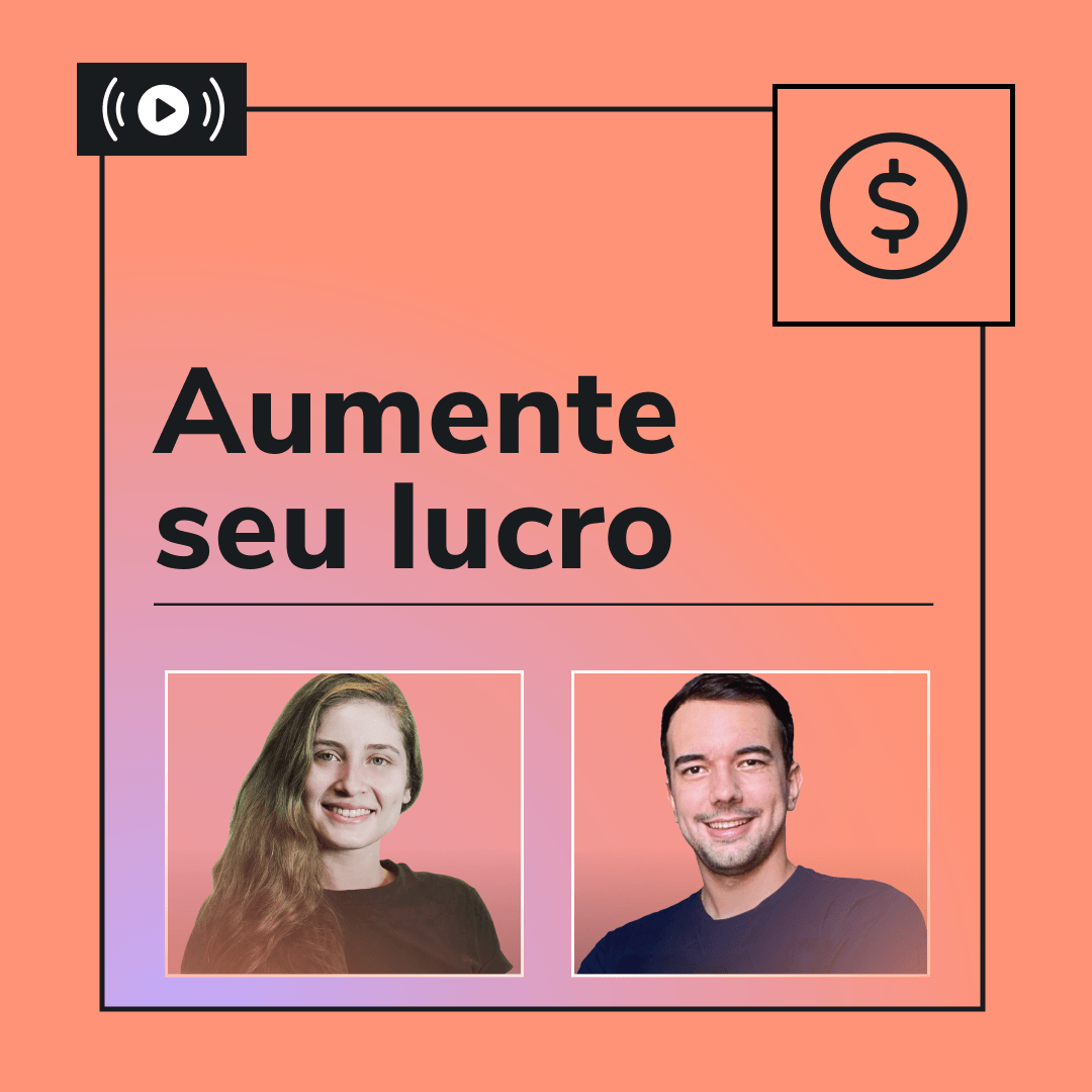 Um homem e uma mulher estão na capa de um podcast chamado aumente seu lucro