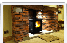Newly built brick fireplace