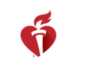 A red heart with a torch inside of it