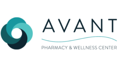 A logo for avant pharmacy and wellness center