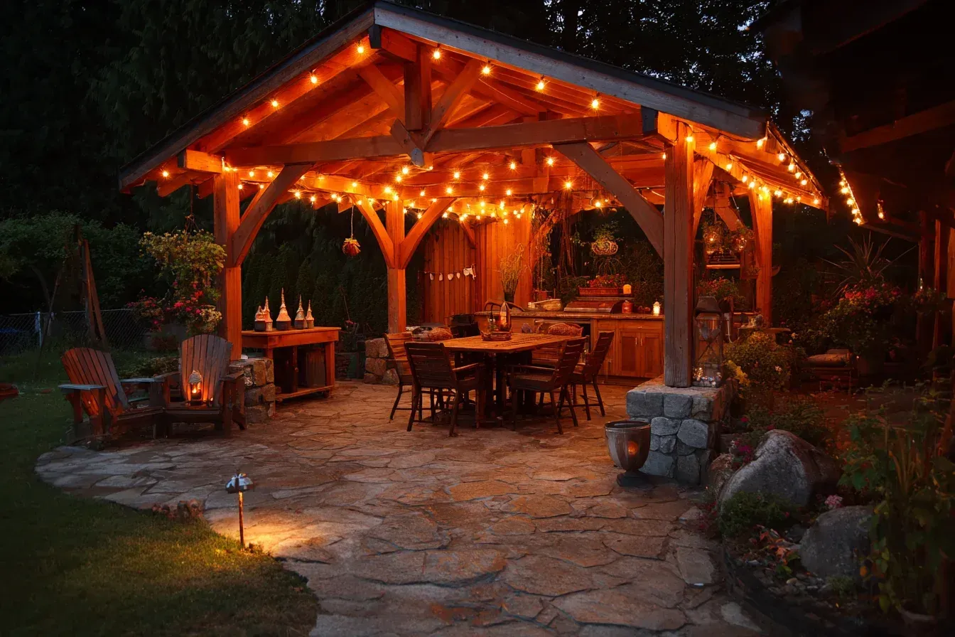 Privacy Deck Builds Richmond adding horizontal slat walls, frosted rail glass, noise buffering, backyard privacy zones.
Deck Lighting Packages Richmond installing under-step glow lighting, post caps, rail edge LEDs, ambient nighttime warmth.
Outdoor Kitchen & BBQ Deck Richmond building grilling counters, prep counters, bar tops, sink plumbing and pergola roofs.
Hot Tub-Supported Deck Richmond using reinforced beams, anti-slip boarding, spa recesses and barrier screens.
Firepit + Lounge Deck Richmond designing fire feature integration, stone pads, seating orientation, night entertainment.