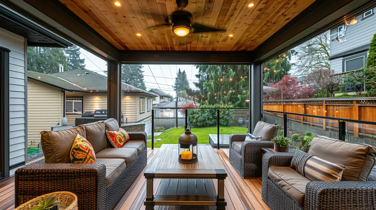 Deck Safety Inspection Richmond identifying rot, loose rails, failing joists, water damage. Prevent future collapse risks.
Outdoor Fire Feature Deck Builder Richmond customizing layouts for gas fire tables, chimneys, and woodburning zones.
Outdoor Lounge Deck Richmond with sectional seating space, pergola lighting, ambient design.
Family-Friendly Deck Builders Richmond with rounded edges, child-safe railings, slip-resistant surfacing.
Richmond Backyard Retreat Deck Builder creating cozy outdoor escapes with lighting, planters, privacy walls, pergolas.