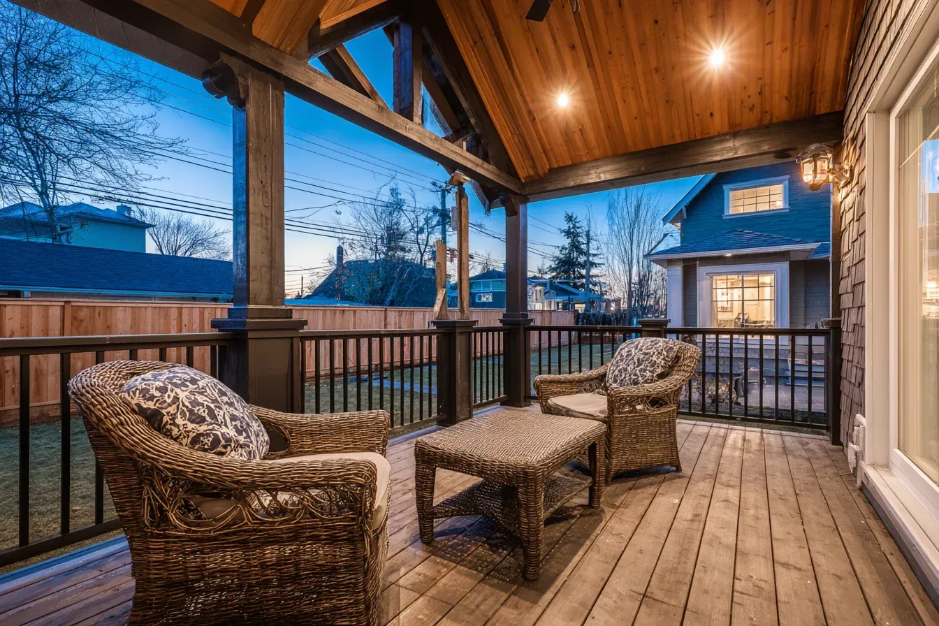 Structural Deck Repair Richmond for sagging beams, footings, joist sistering, ledger reattachment, safety upgrades. Save old decks instead of replacing.
Fire-Resistant Deck Builders Richmond using non-combustible materials, stone integration, concrete pads, and heat-safe layout planning.
Commercial Deck Builders Richmond installing restaurant patios, bar seating decks, office roof decks, and public walkway platforms. High foot-traffic durability.
Strata-Approved Deck Builders Richmond compliant with building code, strata guidelines, and property management requirements. Safe multi-unit deck replacement.
Eco-Friendly Deck Builders Richmond sourcing FSC cedar, recycled composite, low-VOC stains, green outdoor designs. Sustainable backyard builds.