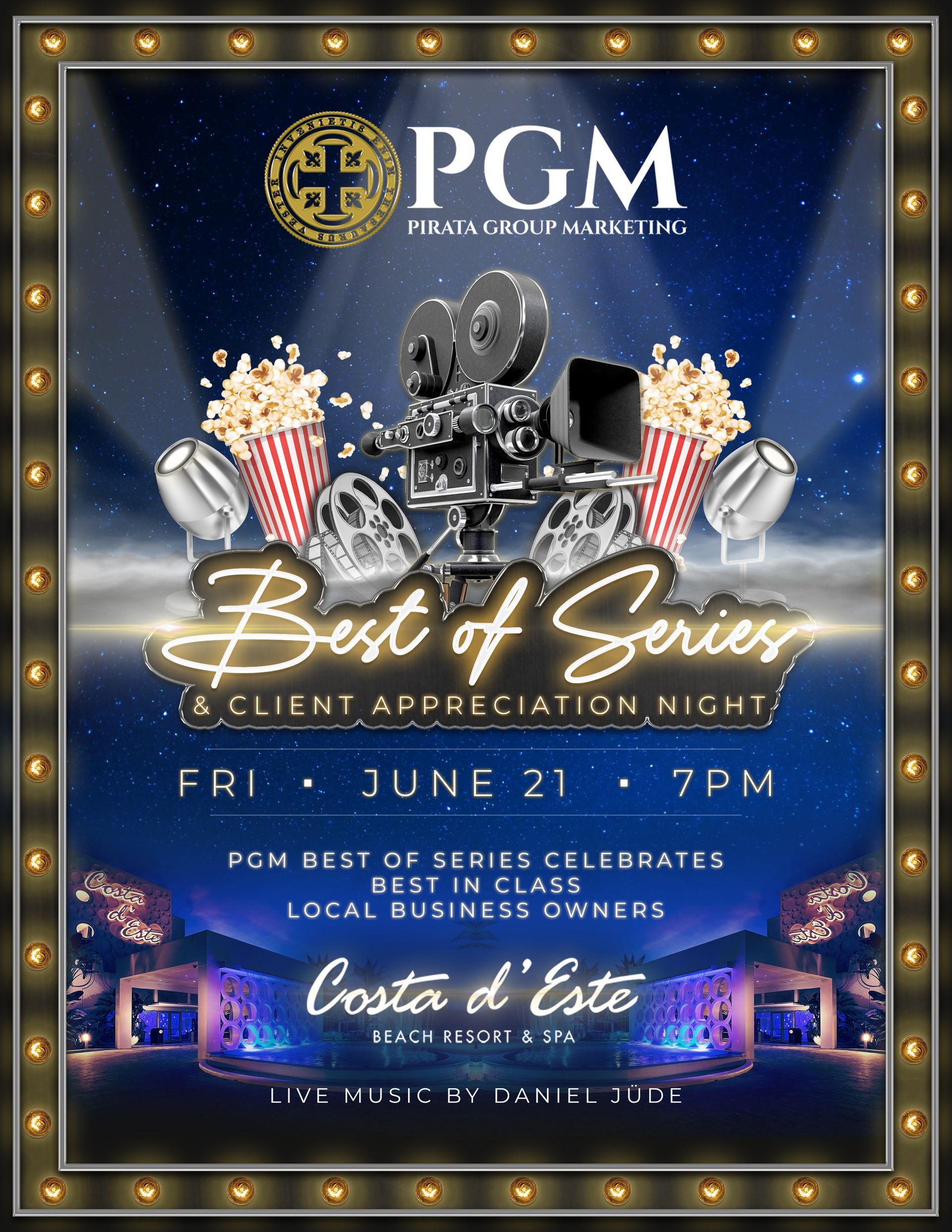 A poster for a best of series client appreciation night.