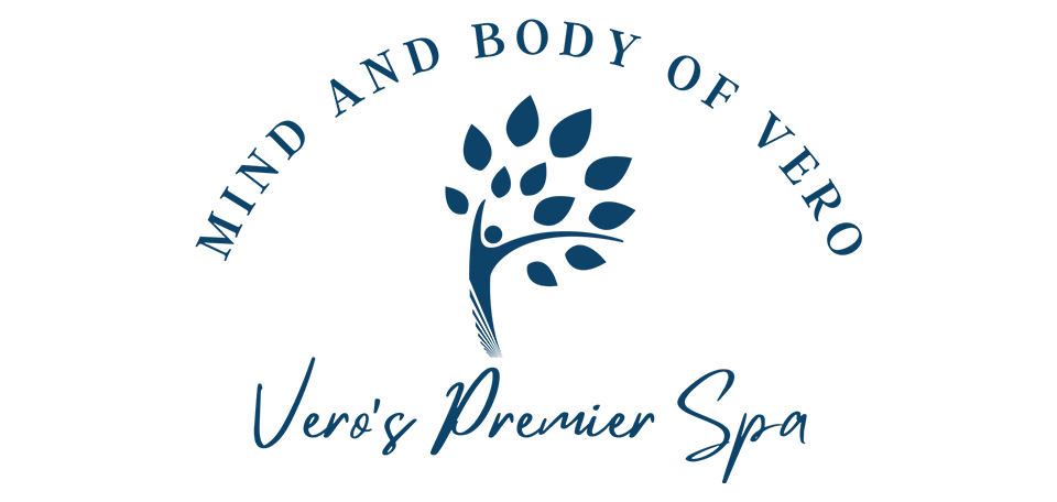 The logo for vero 's premier spa shows a tree with leaves.