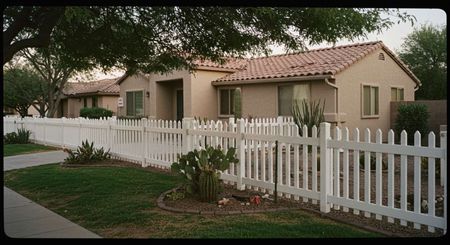 A house with a white picket fence in front of it