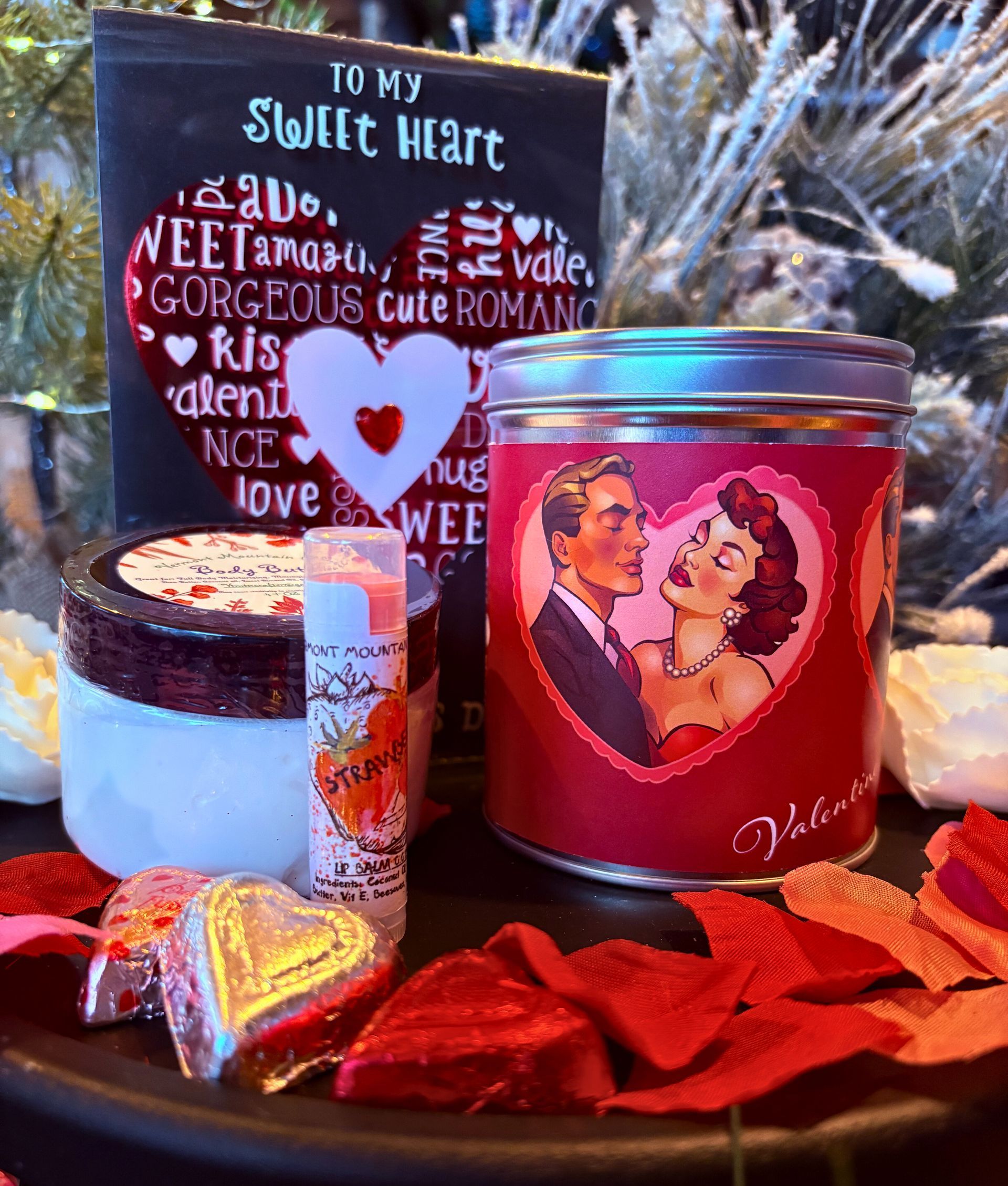 Valentine's Day candles by Vermont candle company Aunt Sadie's Candles