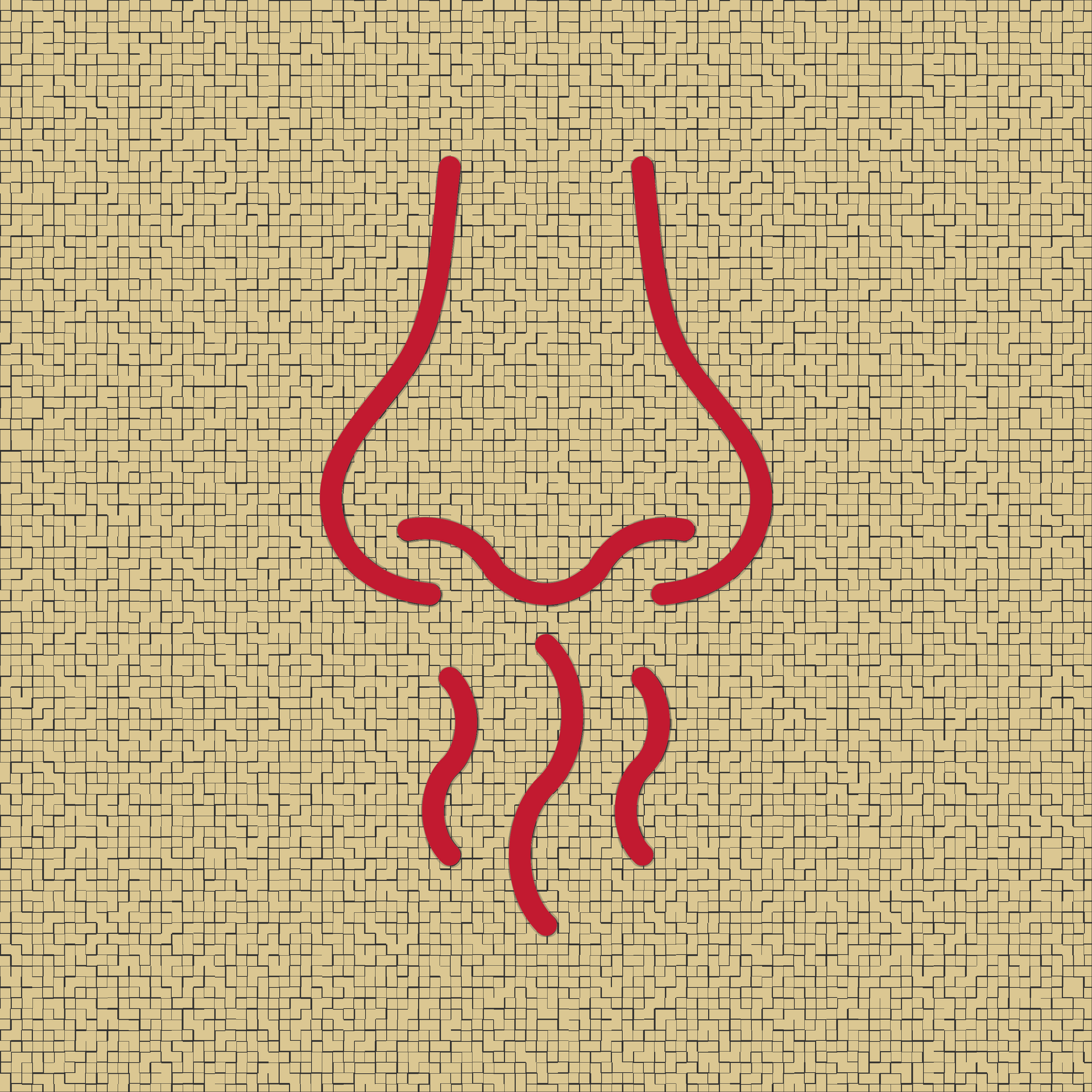 A scent icon with a nose and squiggles to represent the smell