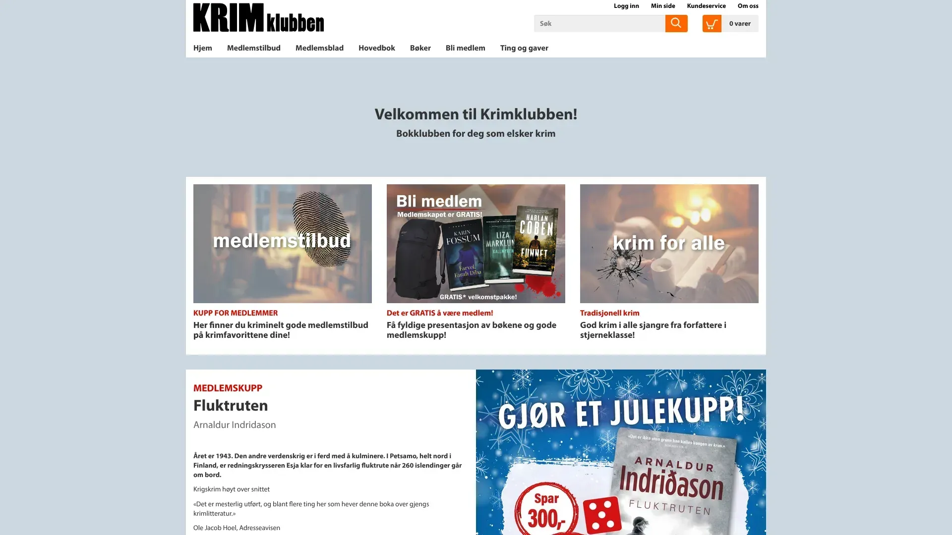 Krimklubben nettbutikk - Les om nettbutikken, sjekk kampanjer, kampanjekoder og tilbud