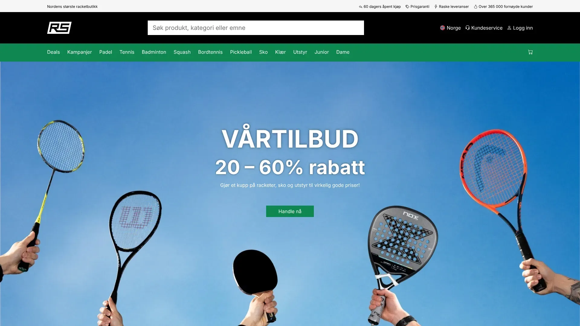 Racketspesialisten nettbutikk - Les om nettbutikken, sjekk kampanjer, kampanjekoder og tilbud