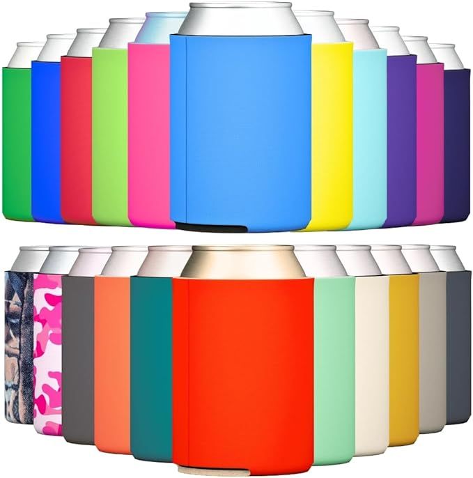 A bunch of cans with different colors on them