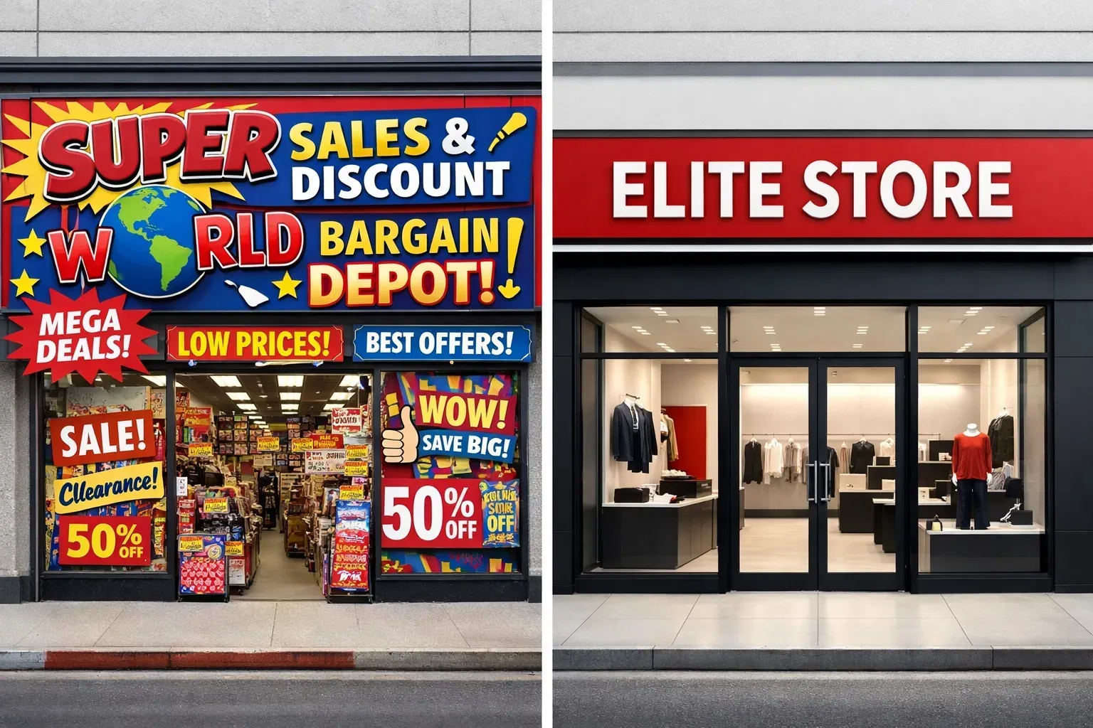 Two storefronts: one