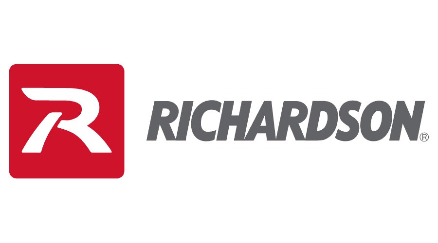 The logo for richardson is a red square with a white r on it.
