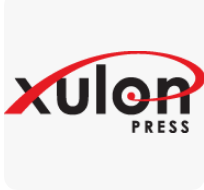 a red and black logo for xulon press on a white background .