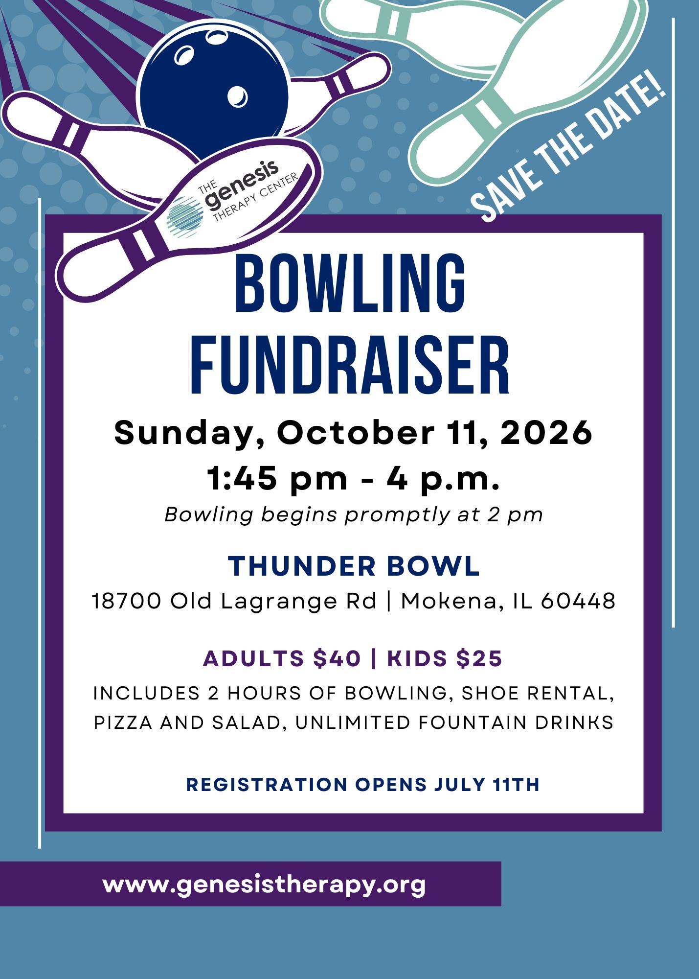 A bowling fundraiser is being held on sunday , september 28 , 2025.