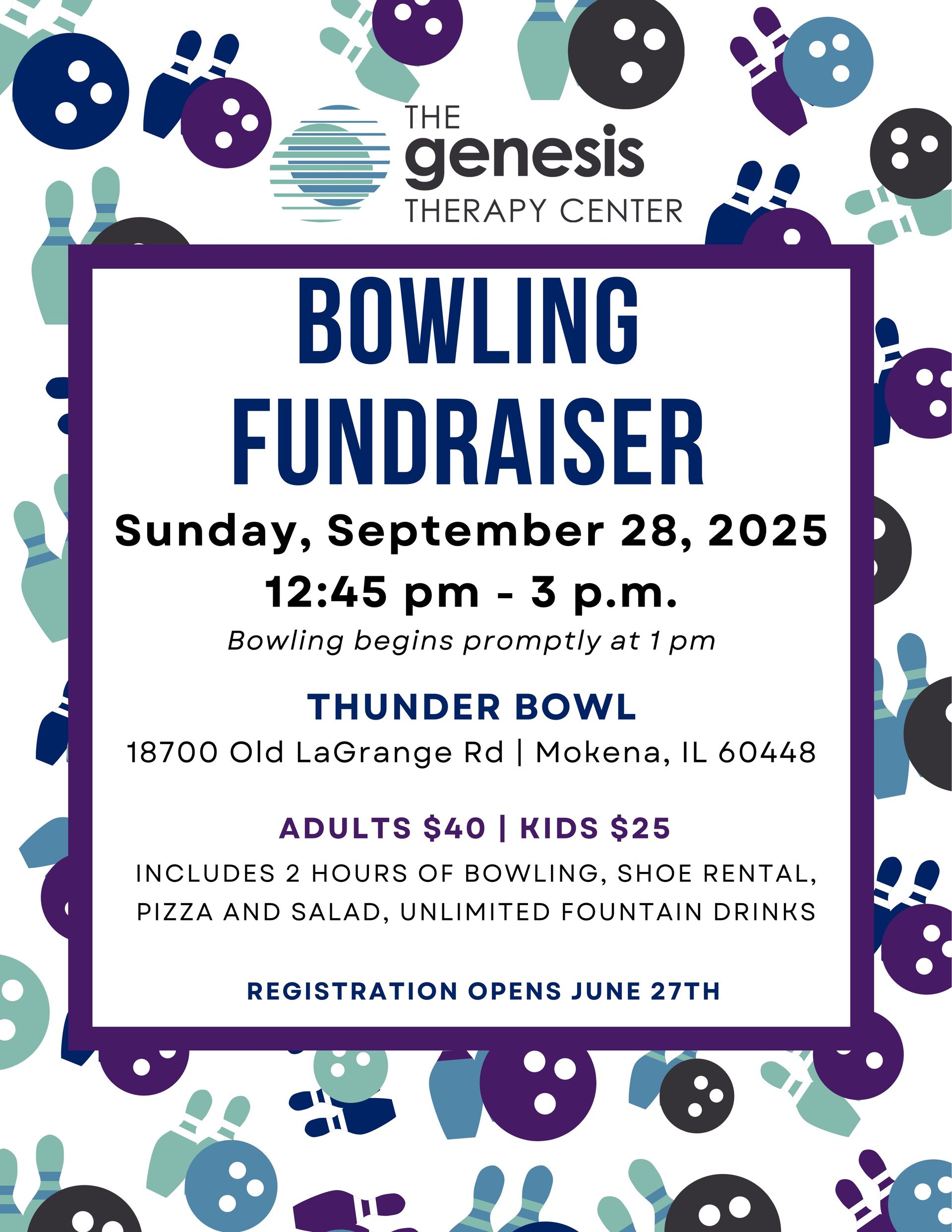 A bowling fundraiser is being held on sunday , september 28 , 2025.