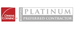 The logo for owens corning roofing is a platinum preferred contractor