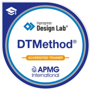 A logo for in progress design lab dtmethod accredited trainer
