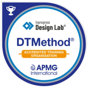 A logo for in progress design lab dtmethod accredited trainer