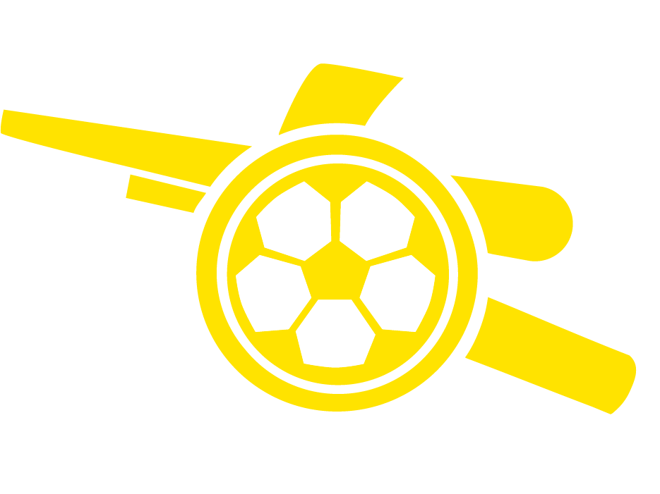 Yellow Arsenal cannon with soccer ball center.