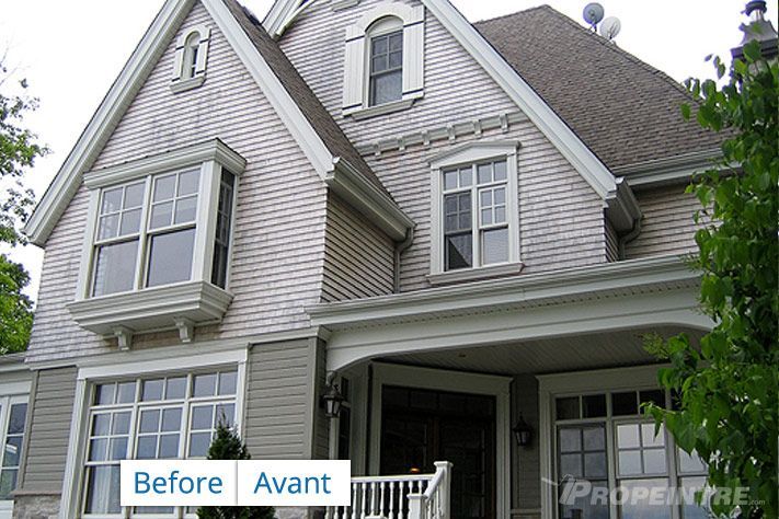 Chalet préparé et traité au TSP avant application de peinture professionnelle