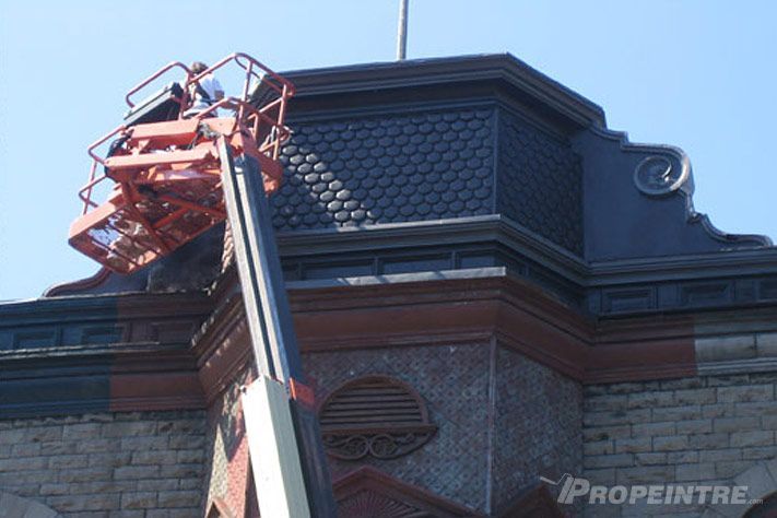 Application de peinture sur structure haute avec flèche motorisée par Propeintre