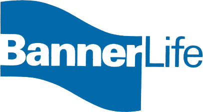 BannerLife logo in blue and white with a wavy banner shape