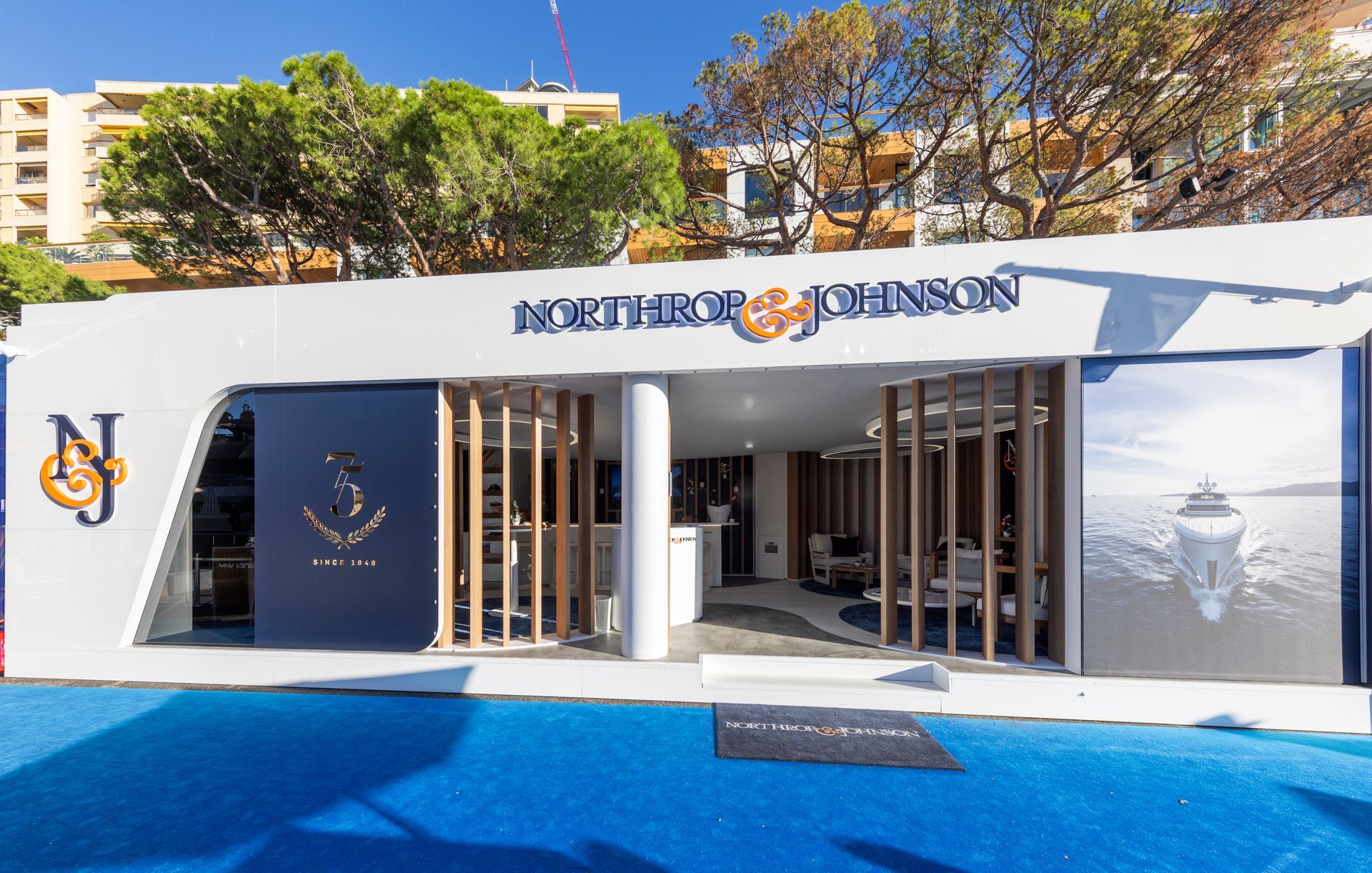 A building with a sign that says northrop johnson on it
