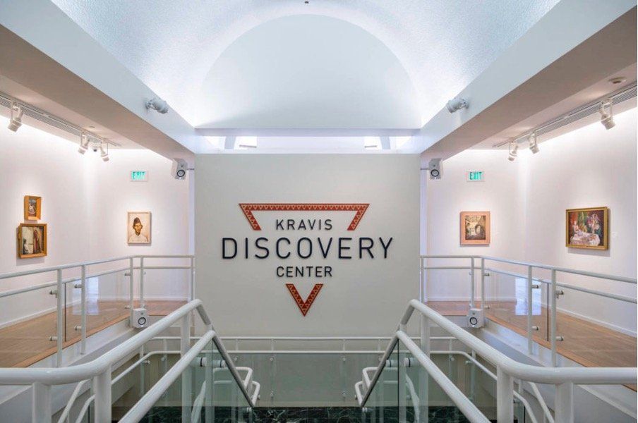 A staircase leading up to the kravis discovery center