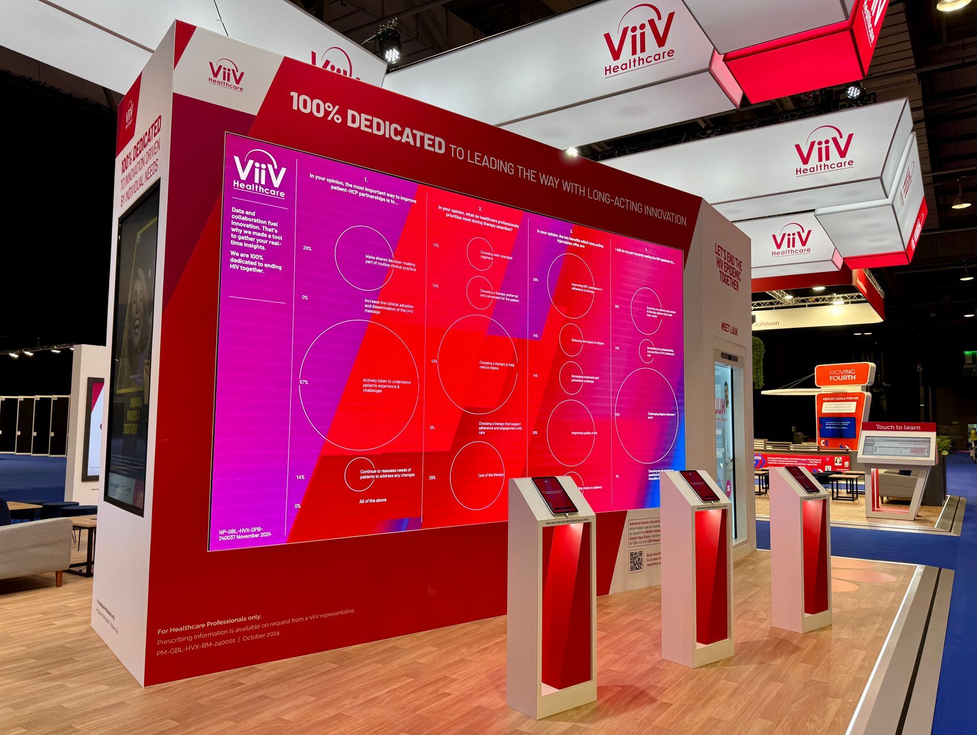 A large red and purple sign that says vivi on it