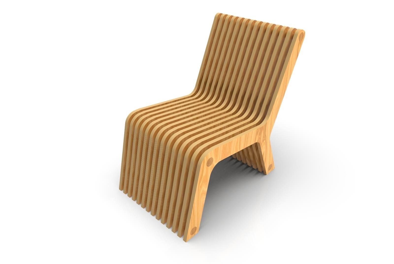 A wooden chair is sitting on a white surface.